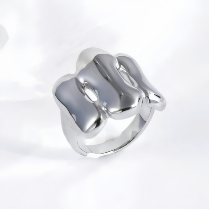 Fashion Streamlined Stainless Steel Wavy Ring Women's Ring | G004270-1-JinBaoJewerly