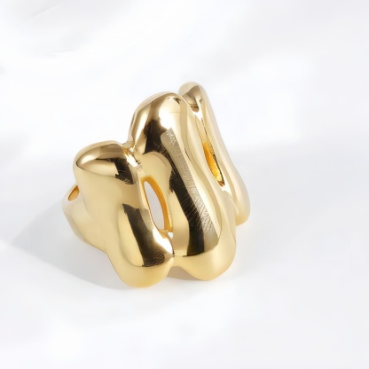 Fashion Streamlined Stainless Steel Wavy Ring Women's Ring | G004270-1-JinBaoJewerly