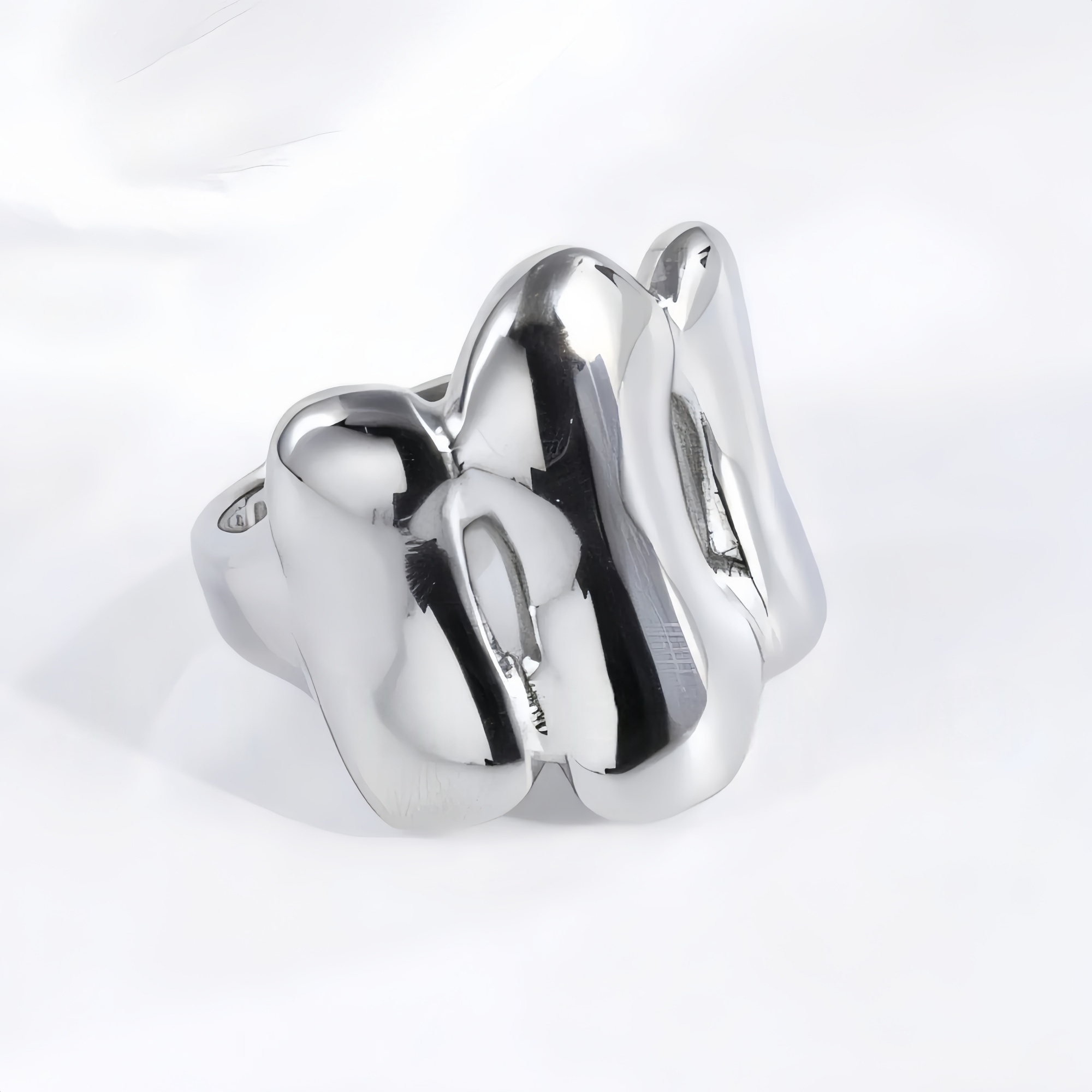 Fashion Streamlined Stainless Steel Wavy Ring Women's Ring | G004270-1-JinBaoJewerly