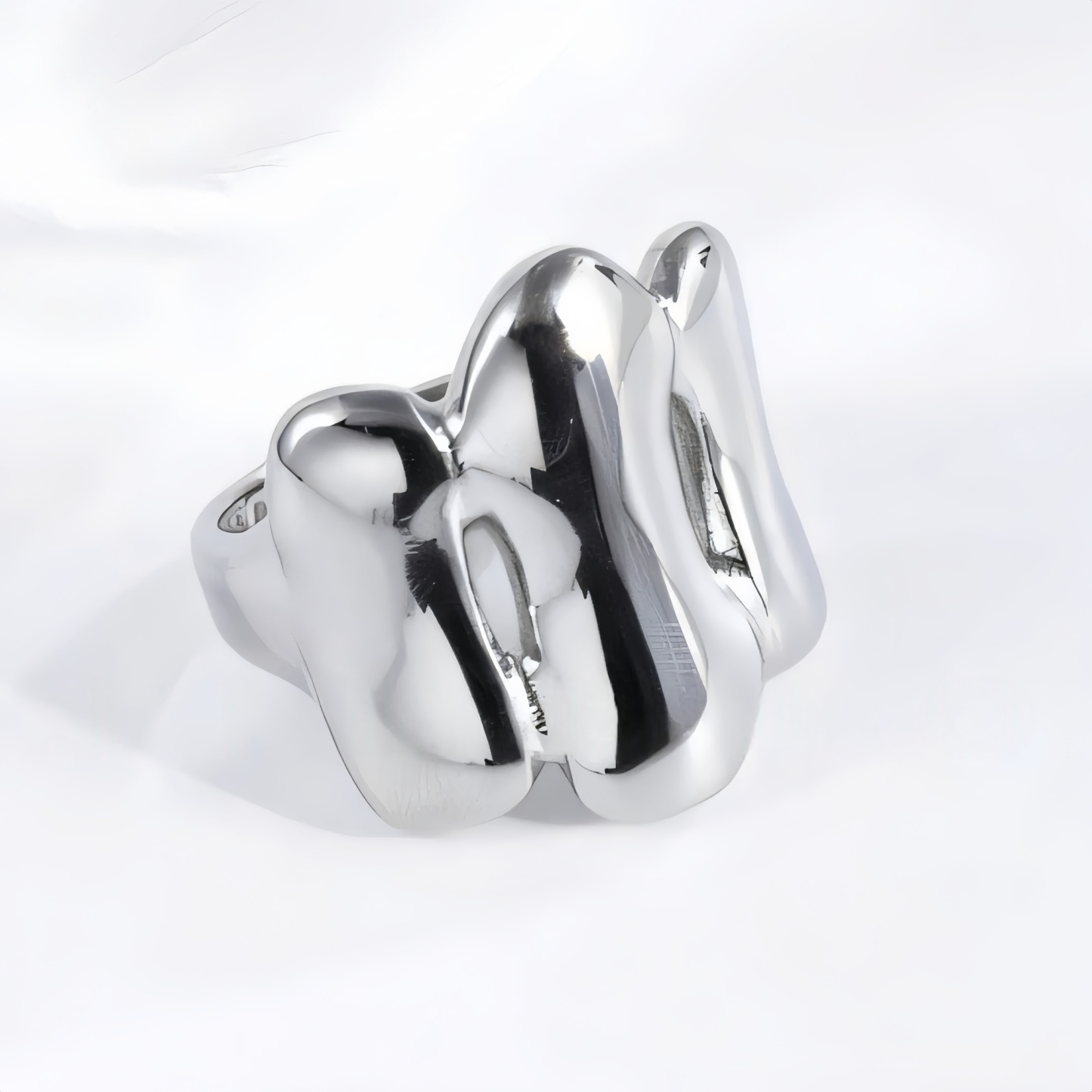 Fashion Streamlined Stainless Steel Wavy Ring Women's Ring | G004270-1-JinBaoJewerly