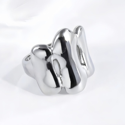 Fashion Streamlined Stainless Steel Wavy Ring Women's Ring | G004270-1-JinBaoJewerly