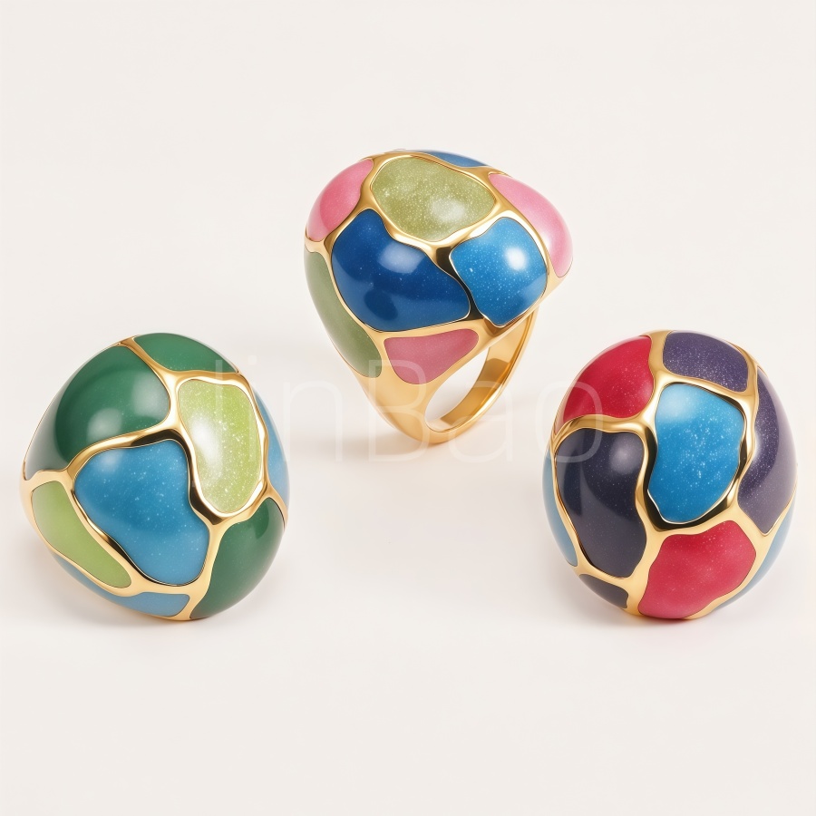 Retro Art Irregular Glitter Enamel Women Ring | G004479