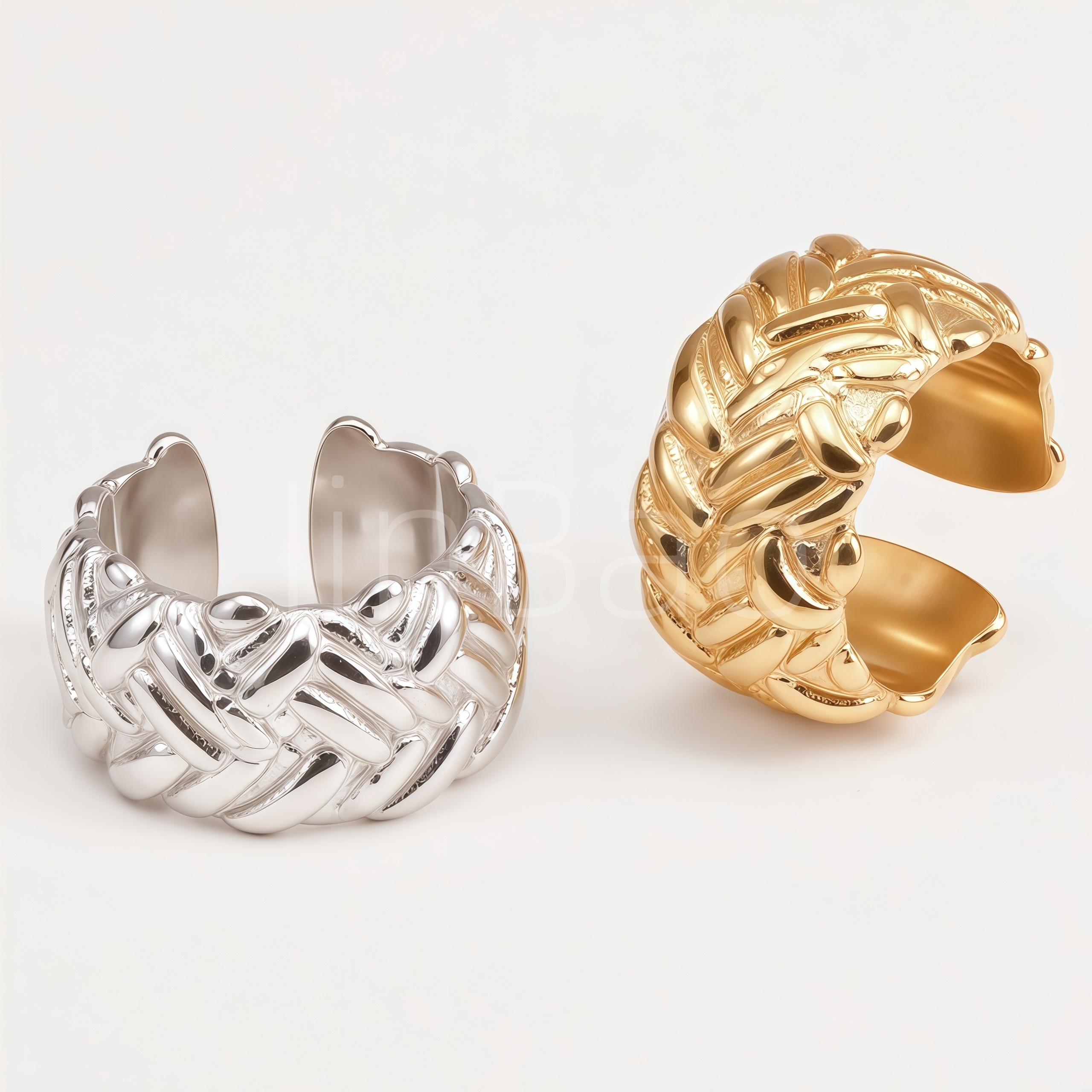 Braided Texture Chunky Wide Open Cuff Statement Women's Ring | E00540J