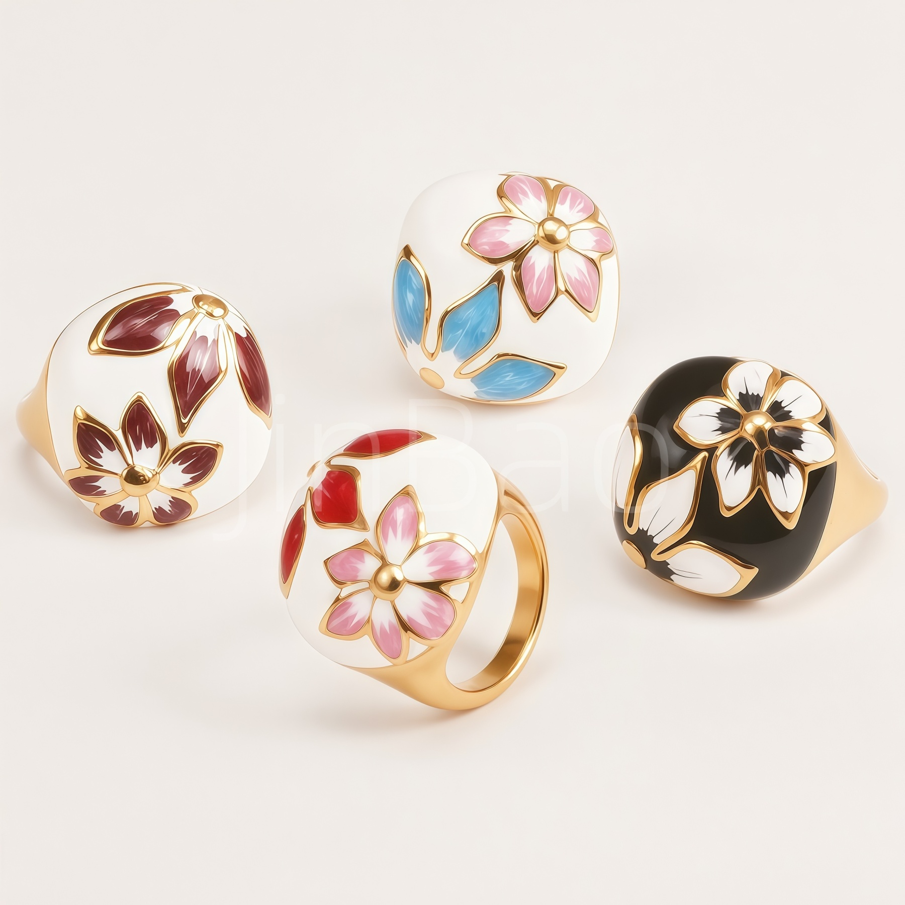 Romantic Floral Pattern Stainless Steel Ring Women's Ring | G004607