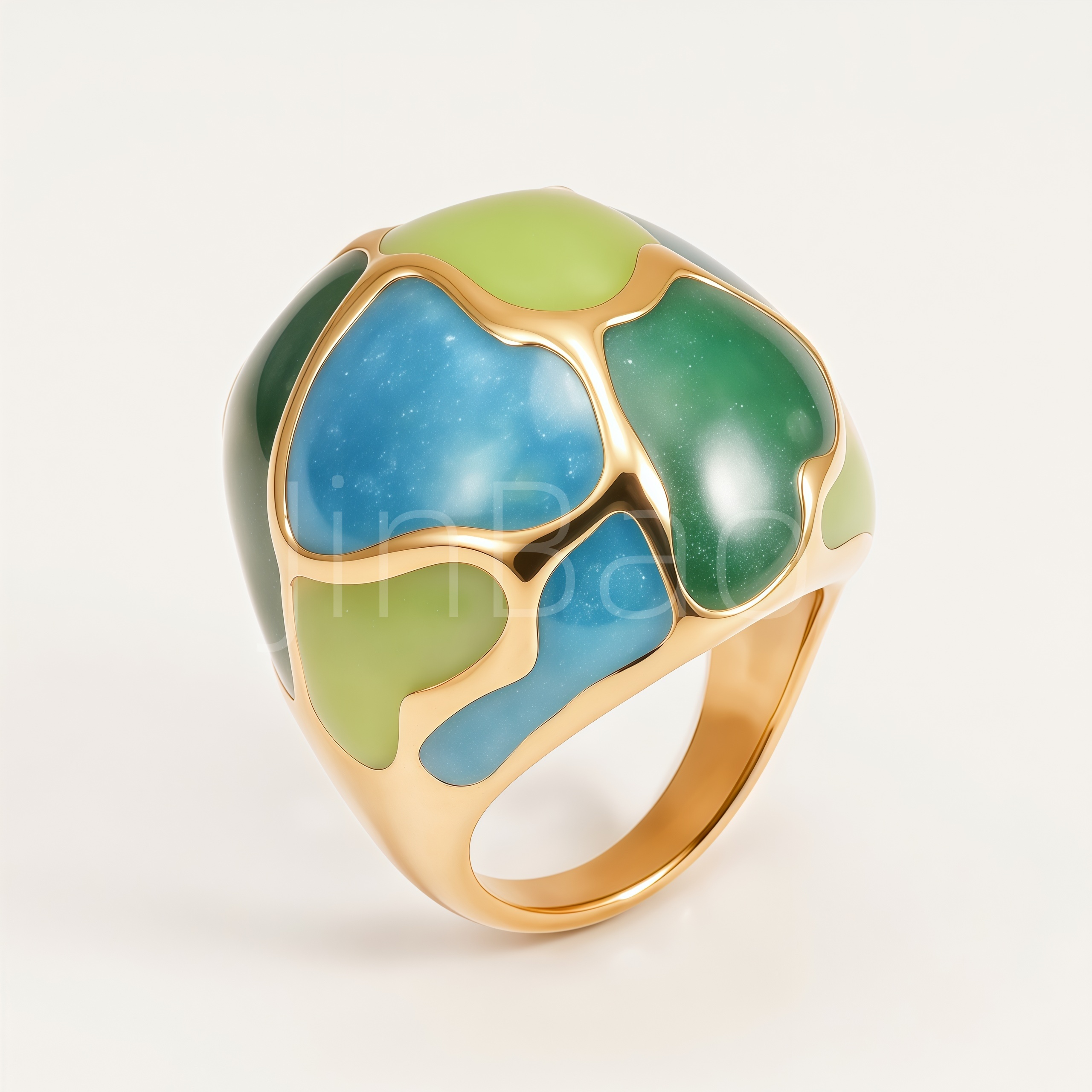 Retro Art Irregular Glitter Enamel Women Ring