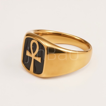 Egyptian Symbol Ankh & Eye of Horus Men's Ring