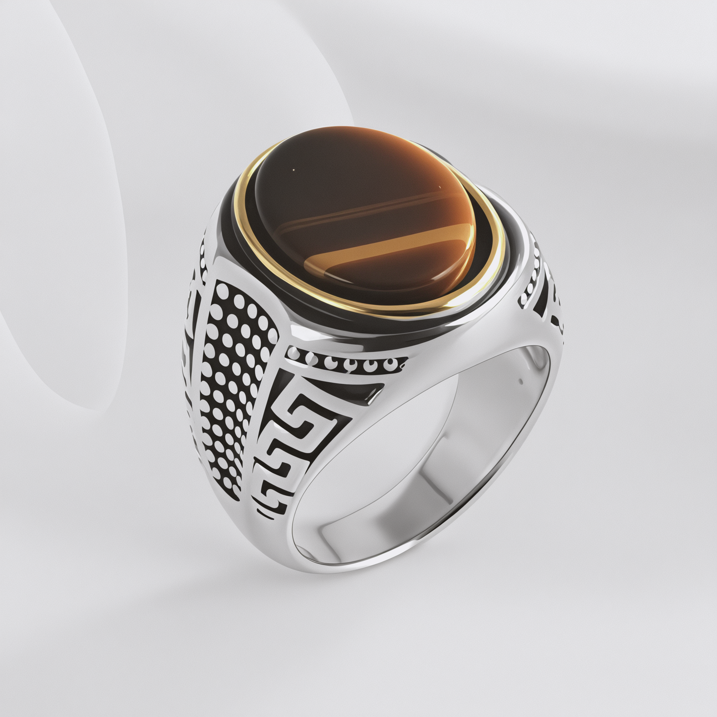 【单款无库存】Vintage Tiger Eye Stone Ring Men's Stainless Steel Unique Design | K00692-JinBaoJewerly