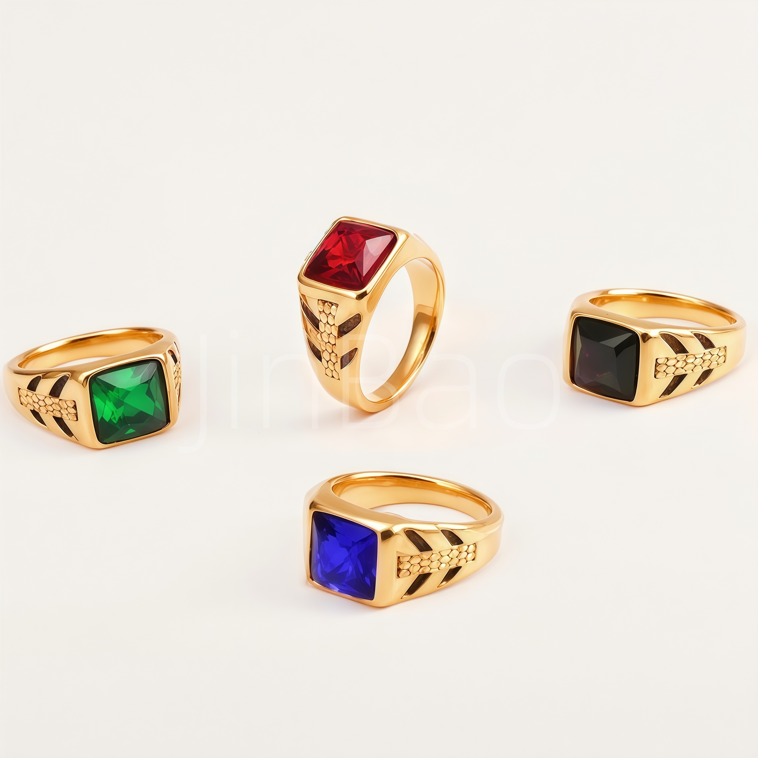 Square Colorful Crystal Signet Men's Ring | B120