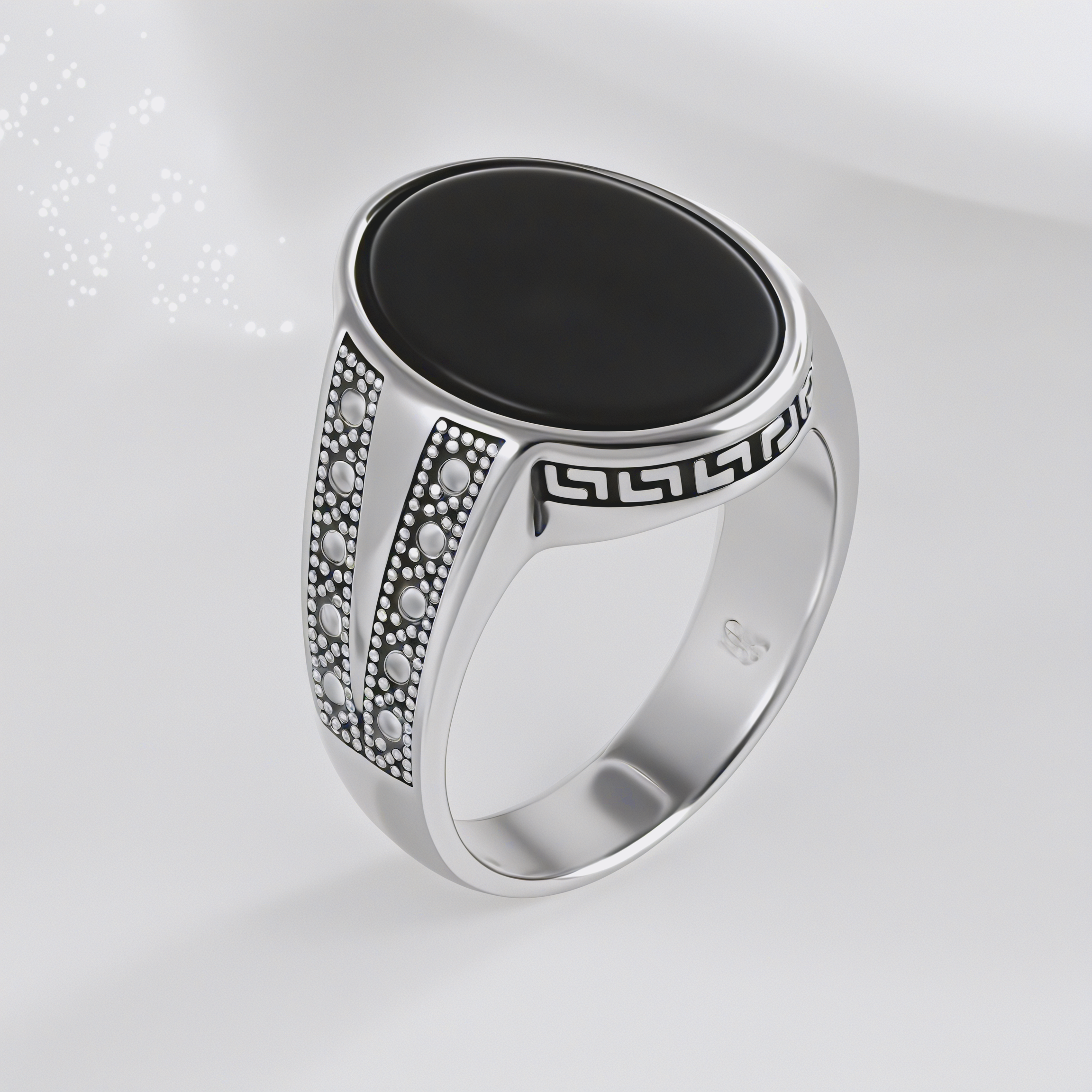 Stainless Steel Ring with Black Onyx Stone Retro Statement Ring for Men | K002760-JinBaoJewerly