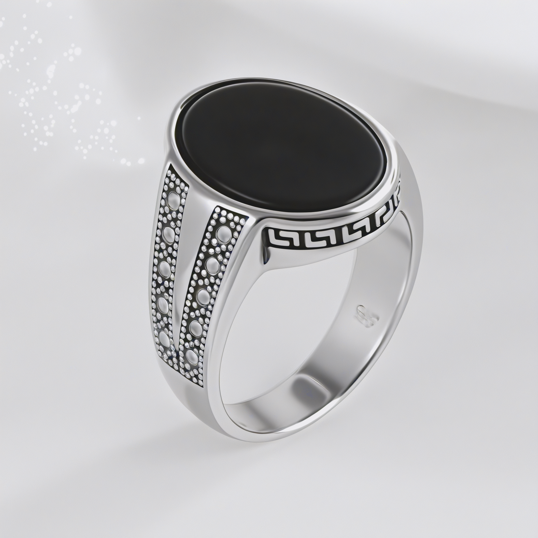 Stainless Steel Ring with Black Onyx Stone Retro Statement Ring for Men | K002760-JinBaoJewerly
