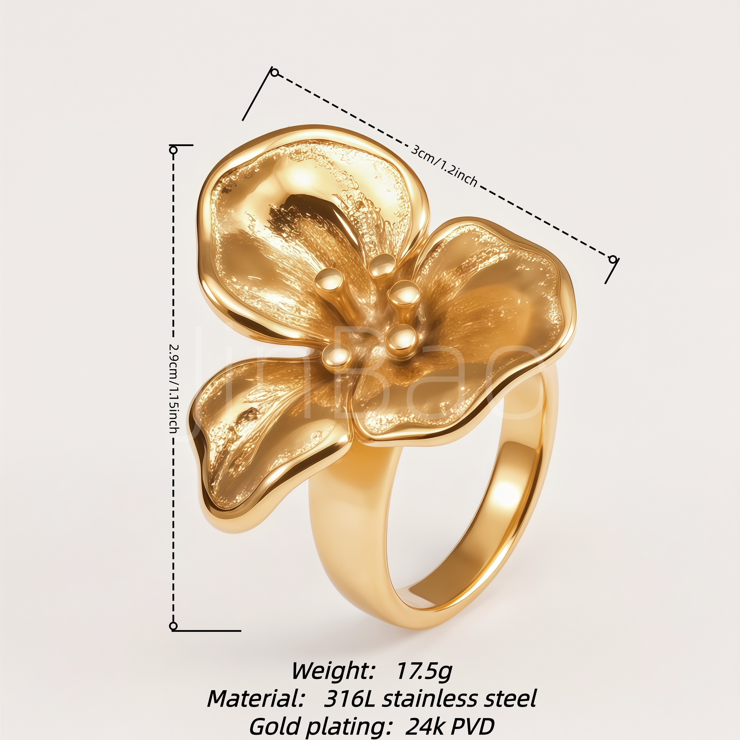 Large 3D Sculpted Flower Ring for Women | E00487