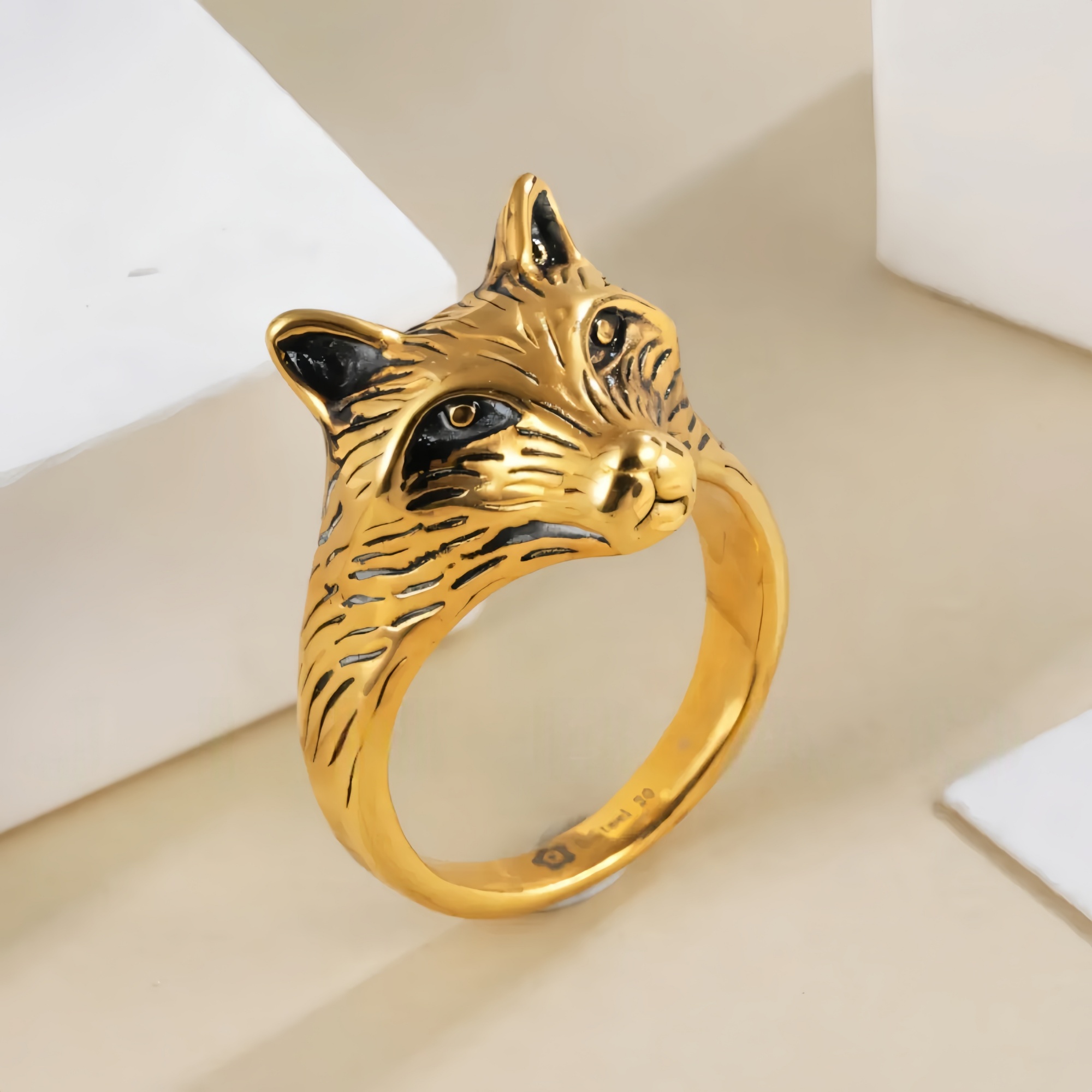 Fox Head Stainless Steel Ring Men Women Vintage Animal Jewelry Gift | DZ1391-JinBaoJewerly