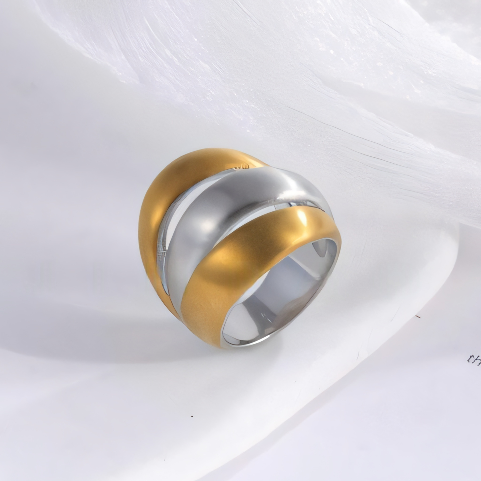 24K Gold Plated Stainless Steel Rings with Artificial Gemstones & Pearls-JinBaoJewerly