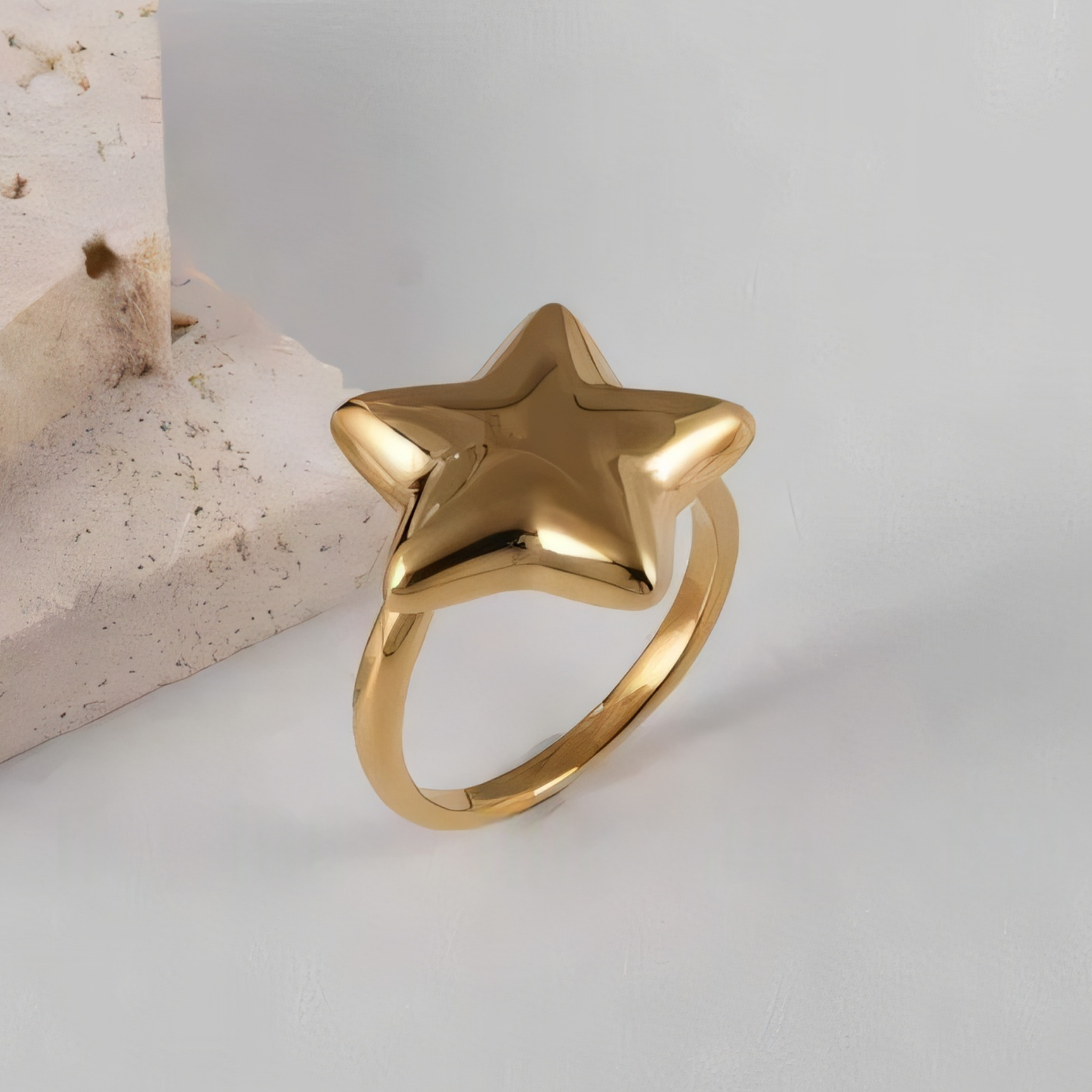 24K Gold Plated Stainless Steel Rings with Artificial Gemstones & Pearls-JinBaoJewerly