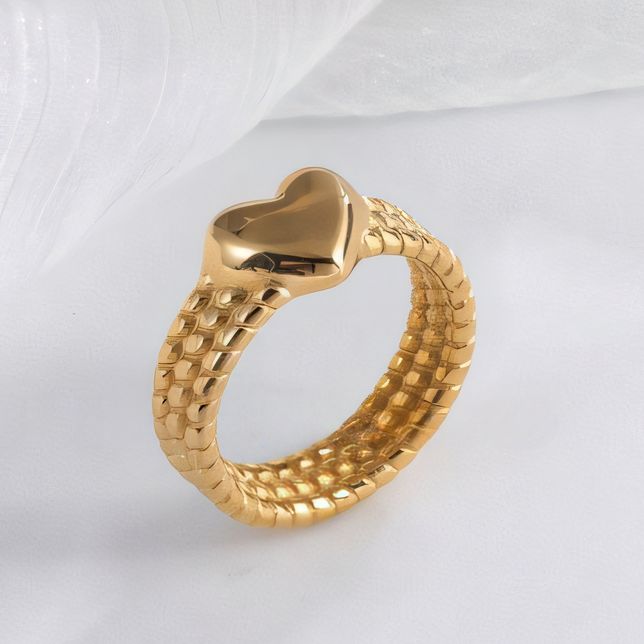 24K Gold Plated Stainless Steel Rings with Artificial Gemstones & Pearls-JinBaoJewerly