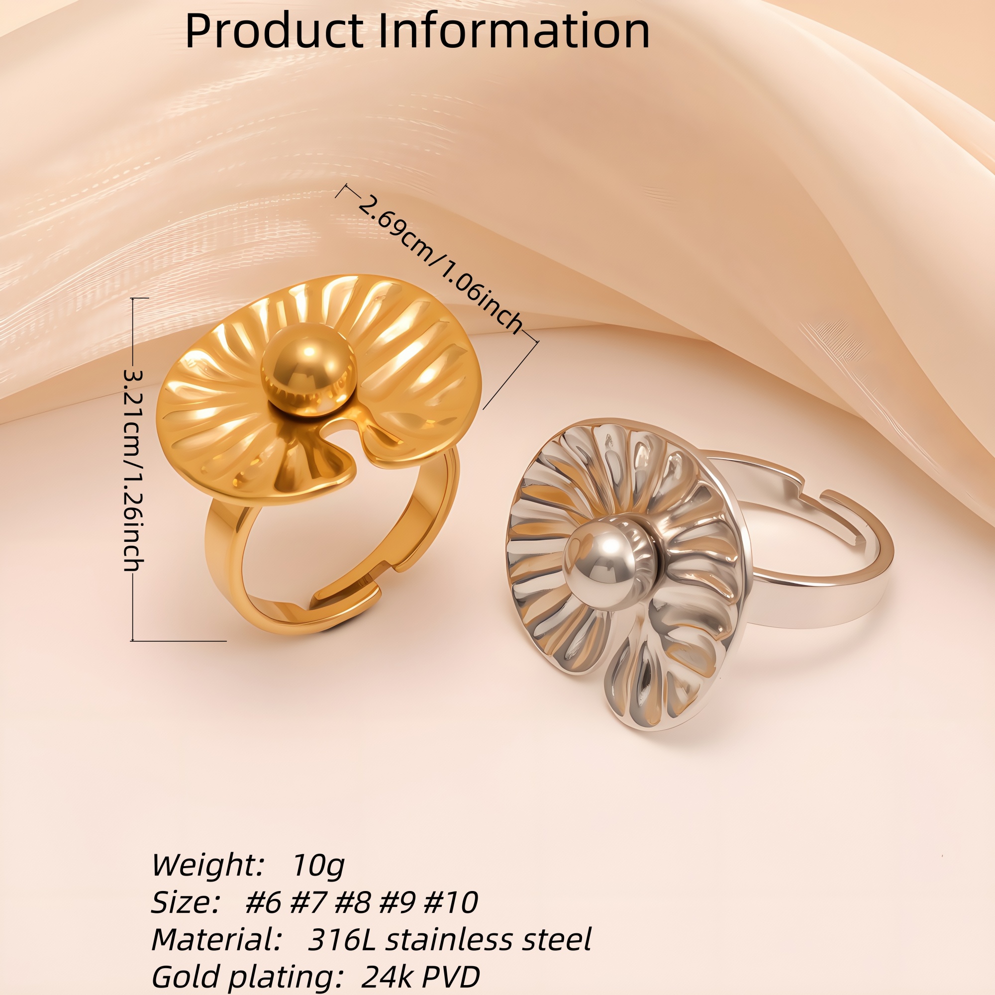 Irregular Style Wavy Pattern Stainless Steel Women's Ring丨G005756-JinBaoJewerly