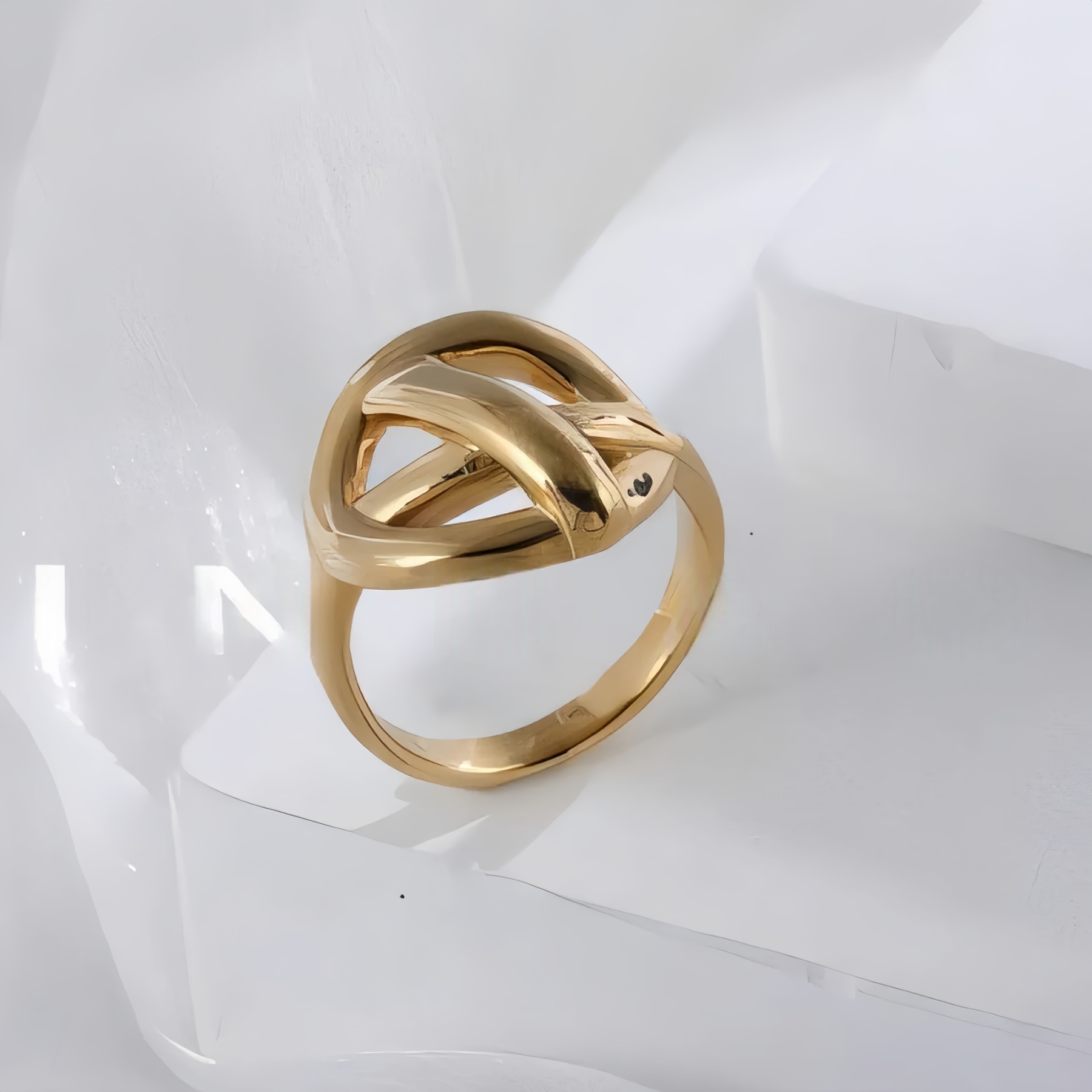 Geometric Intertwined Stainless Steel Ring Women's Elegant Minimalist Band | N00663-JinBaoJewerly