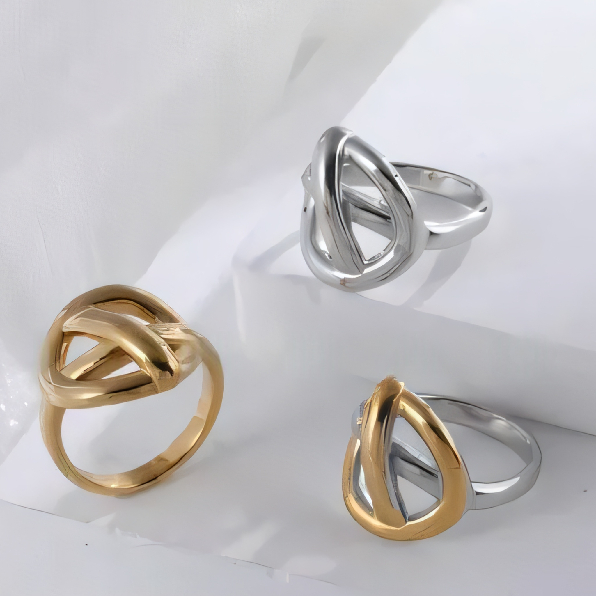 Geometric Intertwined Stainless Steel Ring Women's Elegant Minimalist Band | N00663-JinBaoJewerly
