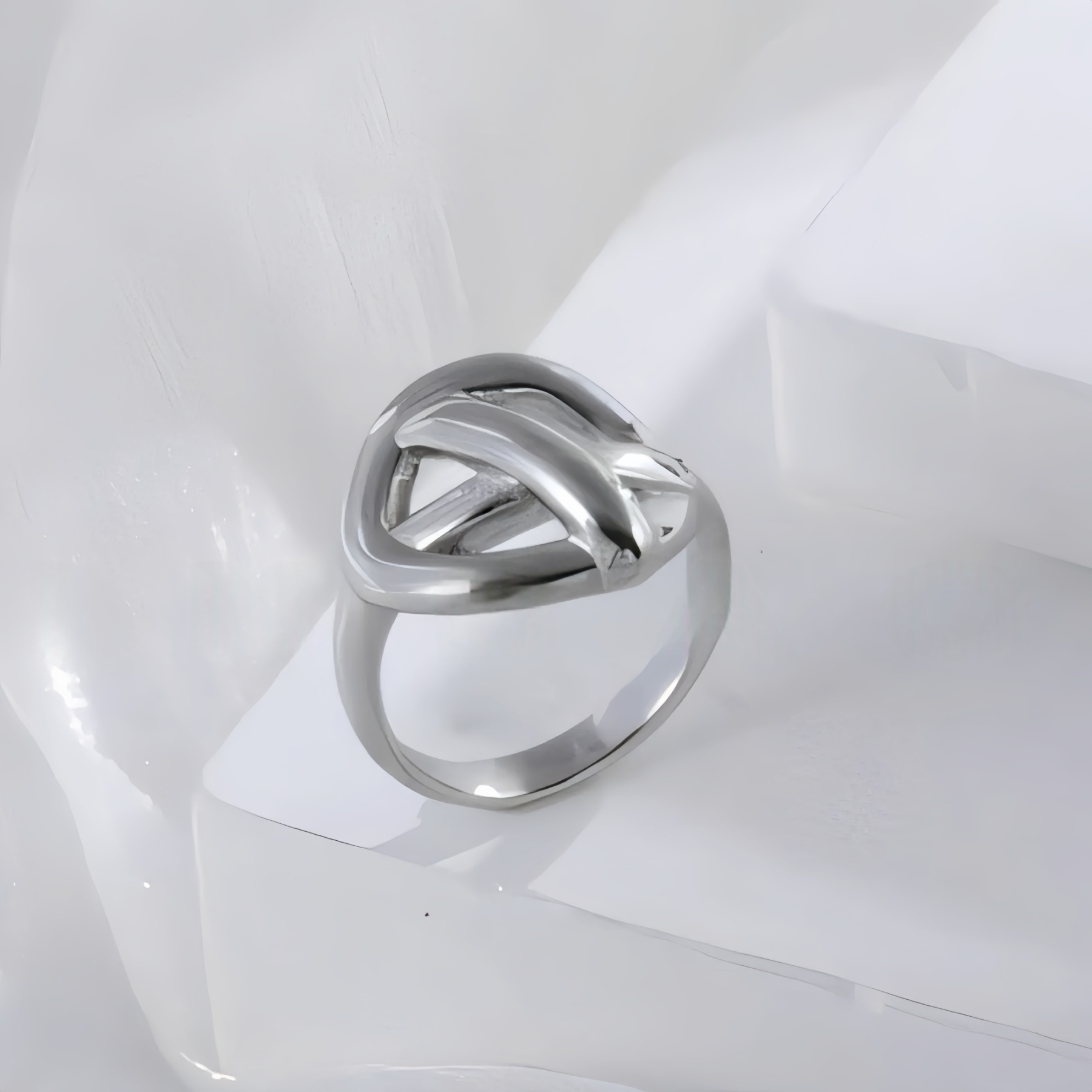 Geometric Intertwined Stainless Steel Ring Women's Elegant Minimalist Band | N00663-JinBaoJewerly