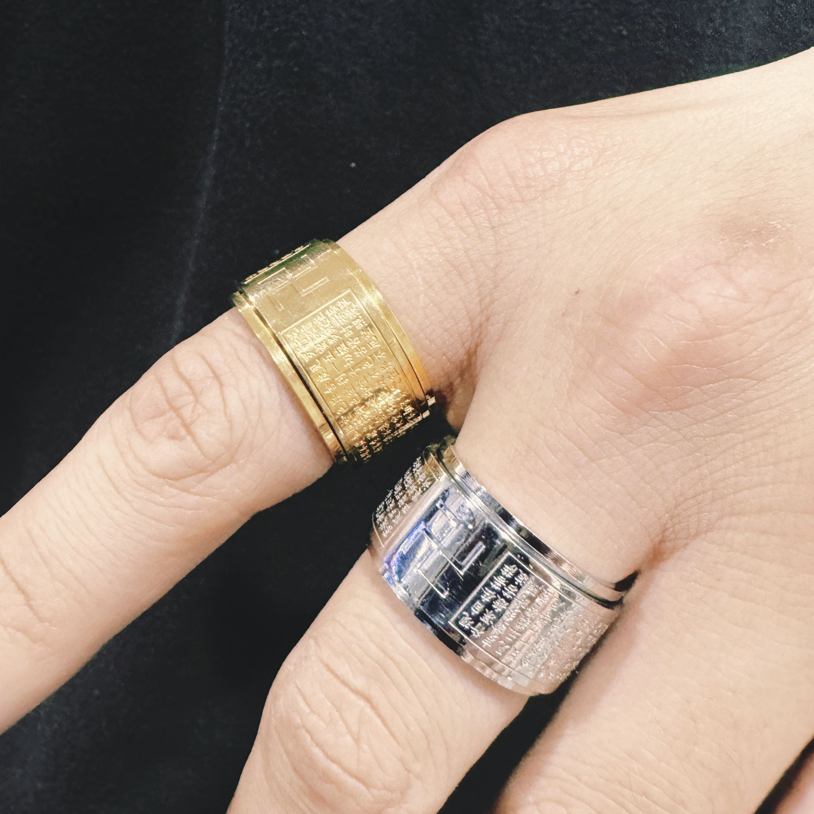 China Buddhist Heart Sutra Rotatable Stainless Steel Universal Ring For Men And Women丨F-1-154-JinBaoJewerly