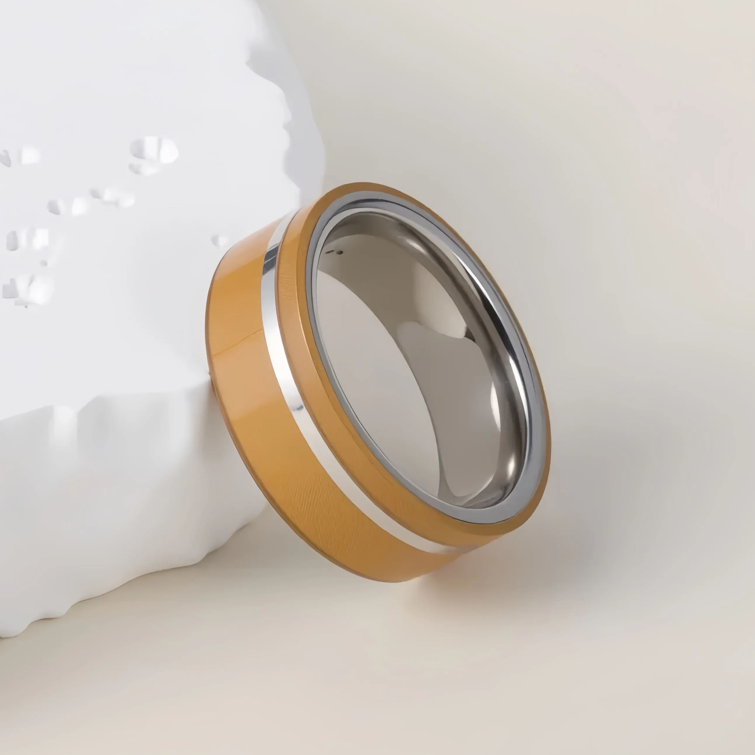 Wood Grain Inlaid Resin Stainless Steel Men's Ring丨P00123-JinBaoJewerly