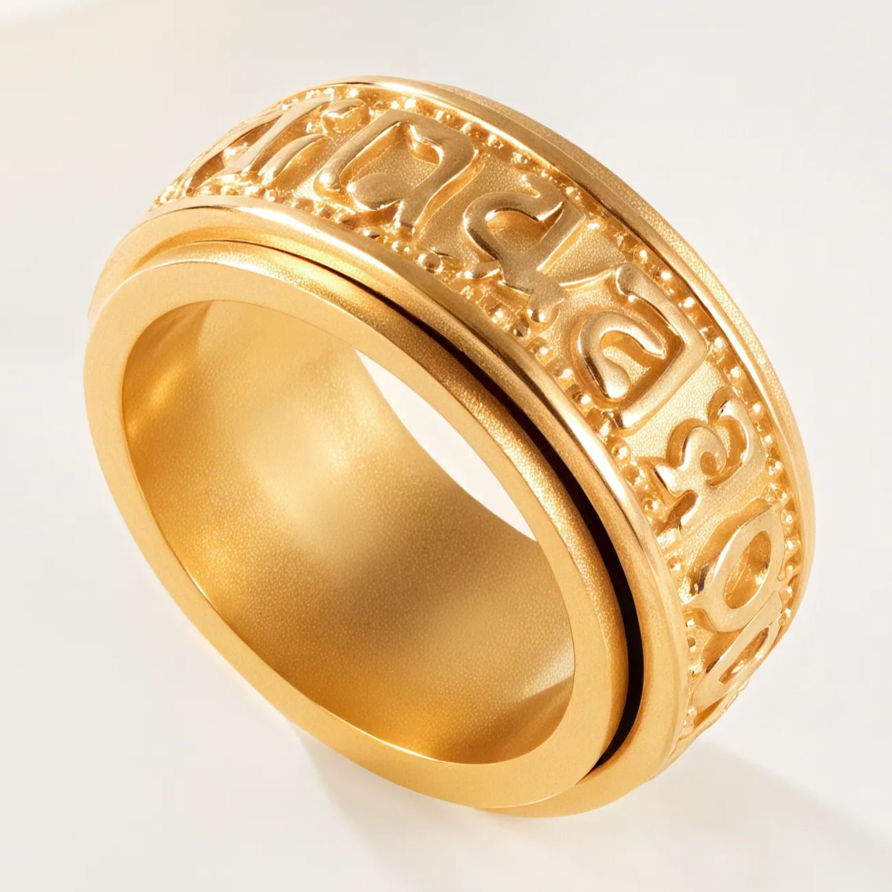 Vintage Scripture Design Transshipment Stainless Steel Men's Waterproof Ring 丨 N00471j-JinBaoJewerly