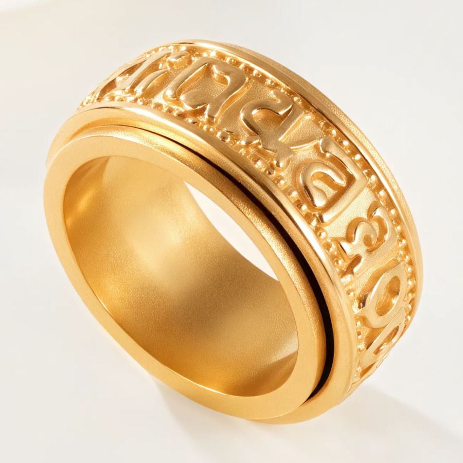 Vintage Scripture Design Transshipment Stainless Steel Men's Waterproof Ring 丨 N00471j