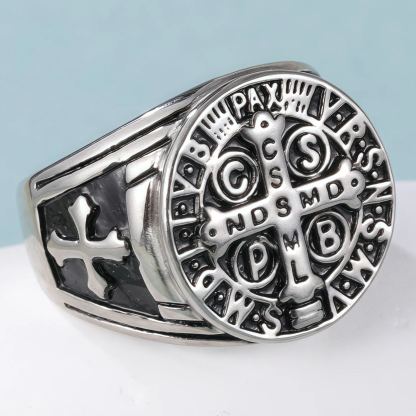 Vintage Religious Style Saint Paul Cross Stainless Steel Man Ring丨DZ879-JinBaoJewerly