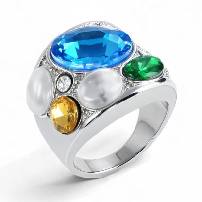 Colorful Stainless Steel Gemstone Ring Classic Fashion Women Ring | G004645-JinBaoJewerly