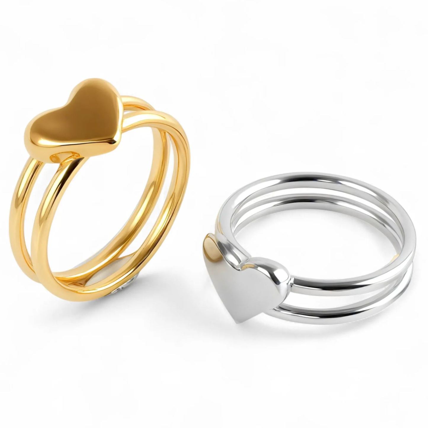 Modern Heart Design Stainless Steel Ring Simple and Fashionable for Women | N00634-JinBaoJewerly