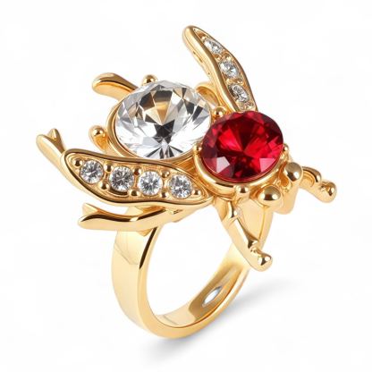 Luxury Gemstones Embellished With Cicada-Shaped Stainless Steel Women's Waterproof Ring丨K003673-JinBaoJewerly