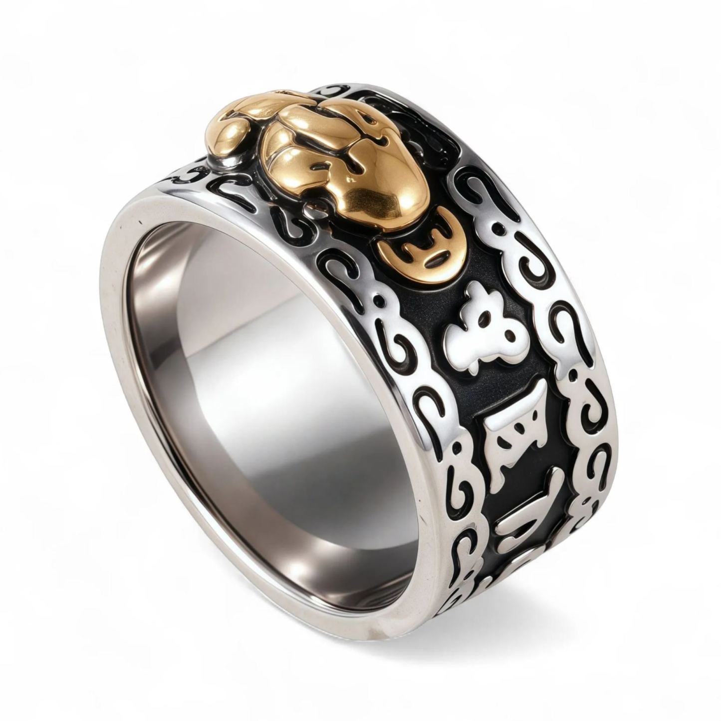 Feng Shui Pixiu Good Luck And Wealth Unisex Stainless Steel Ring丨CQSDZ-1-JinBaoJewerly
