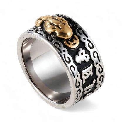 Feng Shui Pixiu Good Luck And Wealth Unisex Stainless Steel Ring丨CQSDZ-1-JinBaoJewerly
