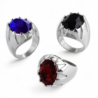 Vintage Gemstone Ring with Gemstone Inlay Stainless Steel Design for Men | K002239-JinBaoJewerly