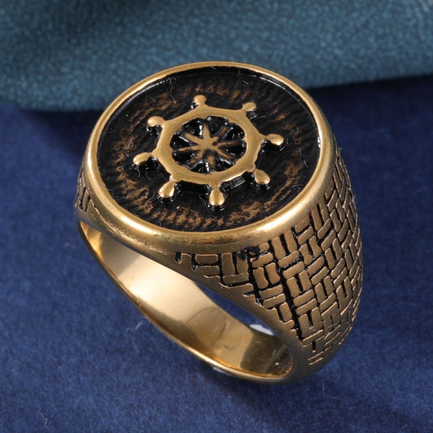 Vintage Rudder Design Stainless Steel Men's Ring丨G00795J-JinBaoJewerly