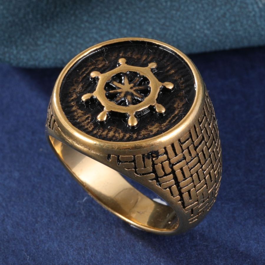Vintage Rudder Design Stainless Steel Men's Ring丨G00795J