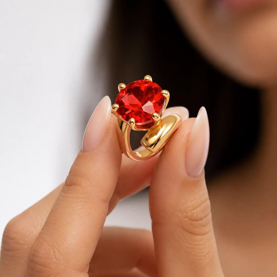 Luxury Style Colored Crystal Stainless Steel Women's Ring丨XHBL-1-HO