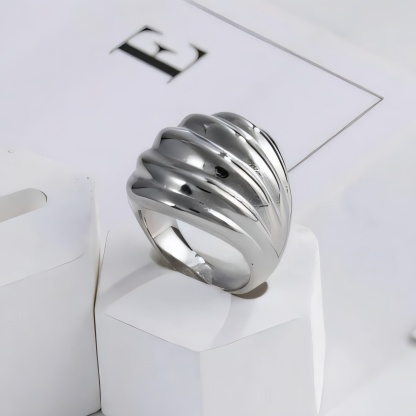 Luxury Gold Wave Shape Stainless Steel Ring for Women | ML053-JinBaoJewerly