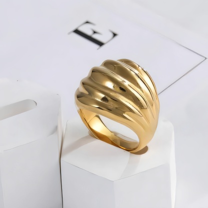 Luxury Gold Wave Shape Stainless Steel Ring for Women | ML053-JinBaoJewerly