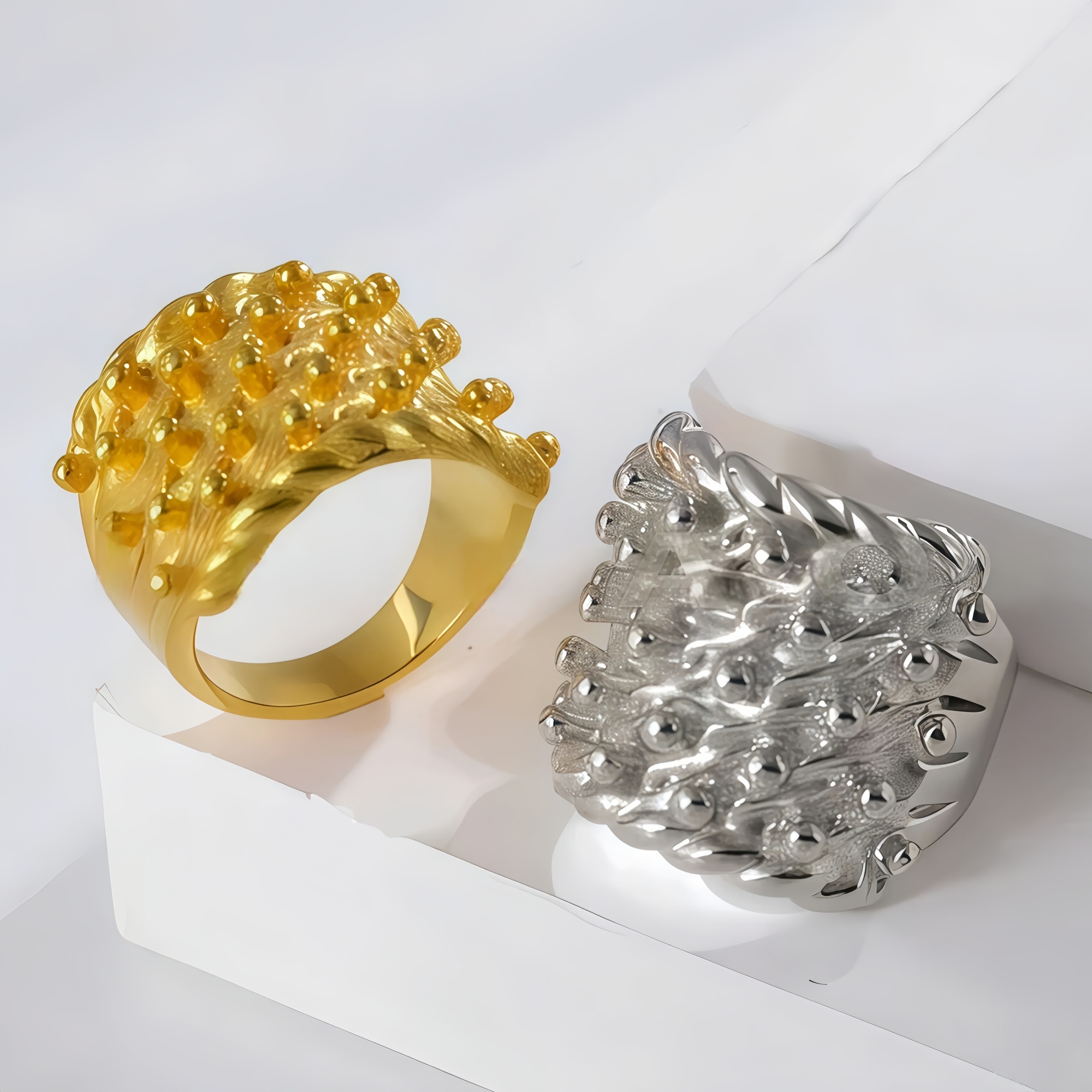 Luxury Textured Ring Stainless Steel Chunky Design Fashion Ring for Women | G002121-JinBaoJewerly