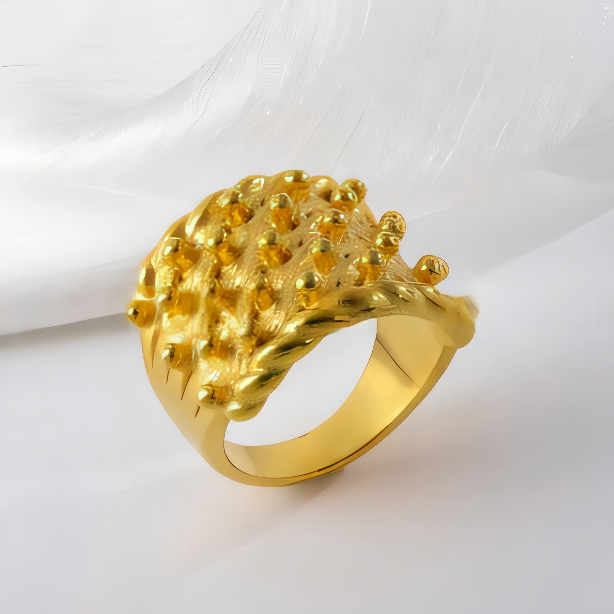 Luxury Textured Ring Stainless Steel Chunky Design Fashion Ring for Women | G002121-JinBaoJewerly