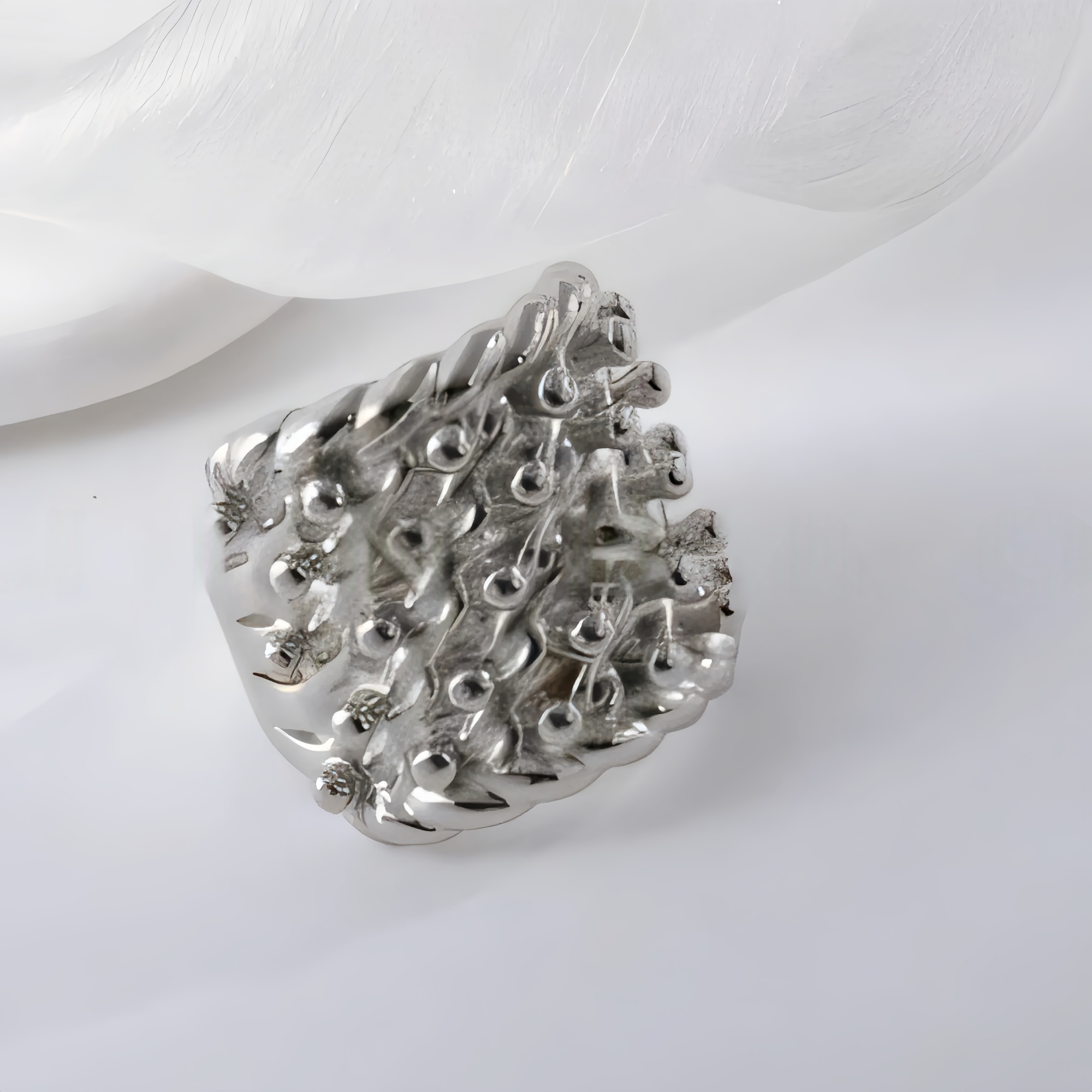 Luxury Textured Ring Stainless Steel Chunky Design Fashion Ring for Women | G002121-JinBaoJewerly