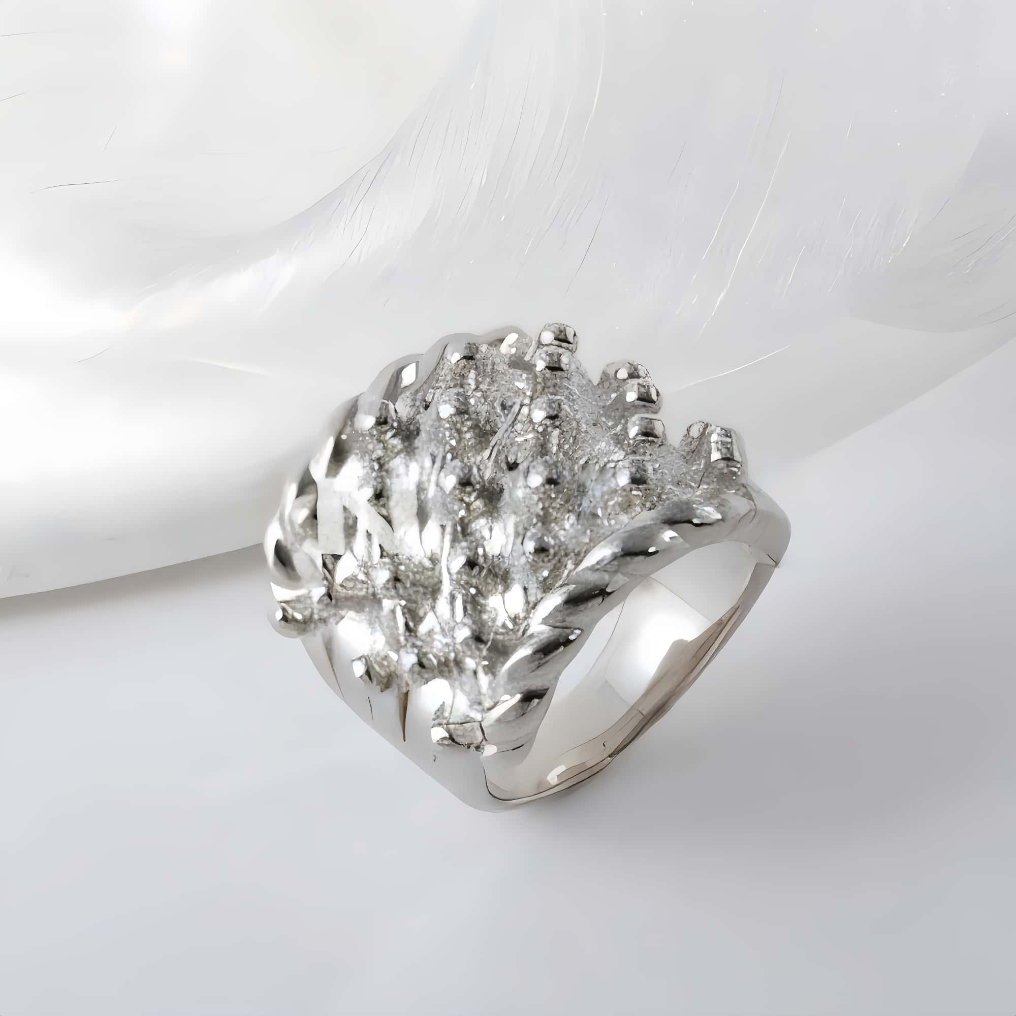 Luxury Textured Ring Stainless Steel Chunky Design Fashion Ring for Women | G002121-JinBaoJewerly
