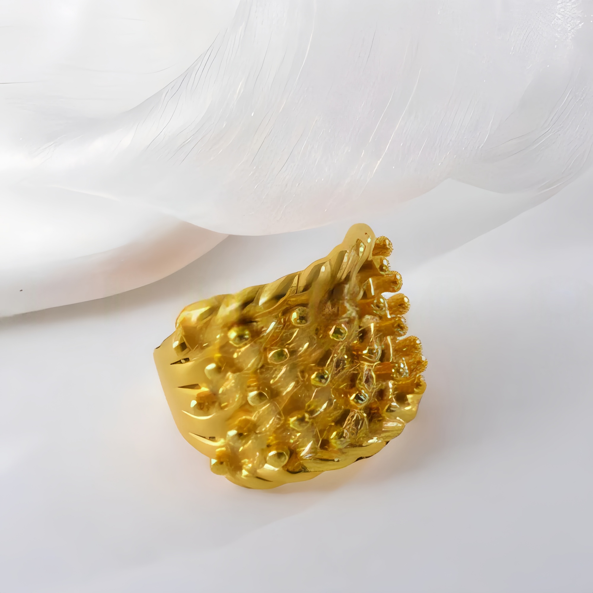 Luxury Textured Ring Stainless Steel Chunky Design Fashion Ring for Women | G002121-JinBaoJewerly