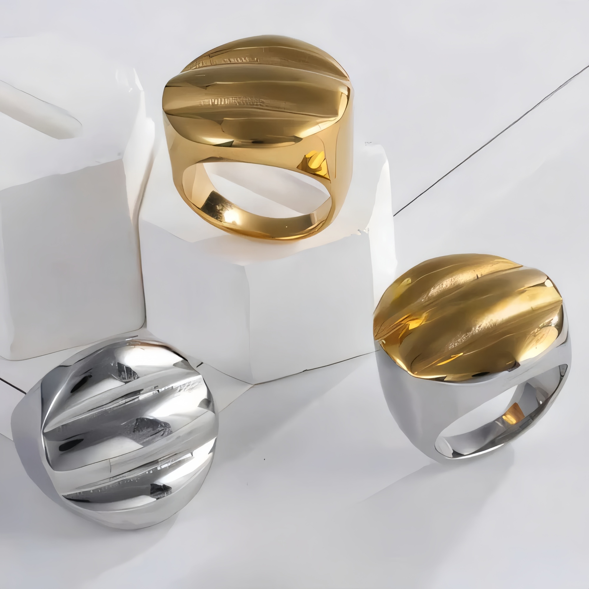 Minimalist Metallic Striped Ring Fashion Forward Style Women Ring | ML033-JinBaoJewerly