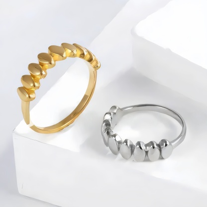 Minimalist Ripple Design Light Luxury Stainless Steel Women's Ring | N001501-JinBaoJewerly