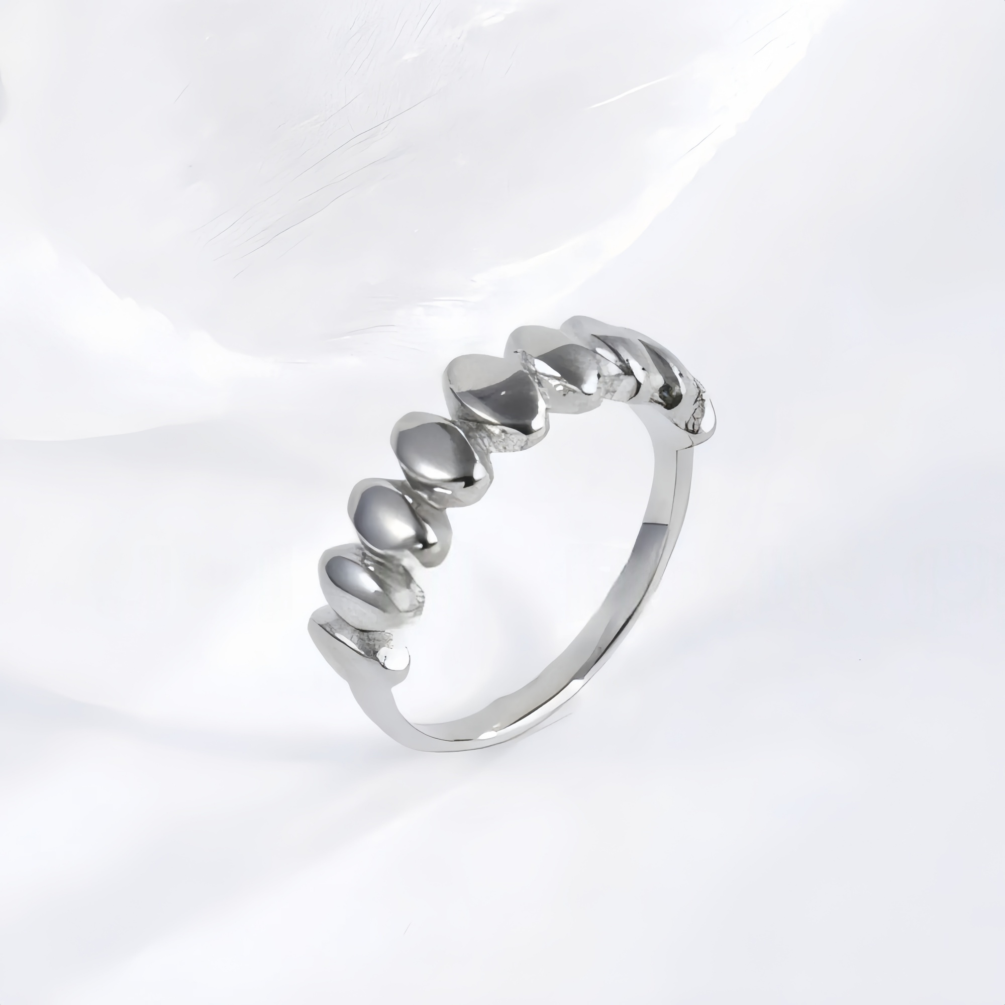 Minimalist Ripple Design Light Luxury Stainless Steel Women's Ring | N001501-JinBaoJewerly