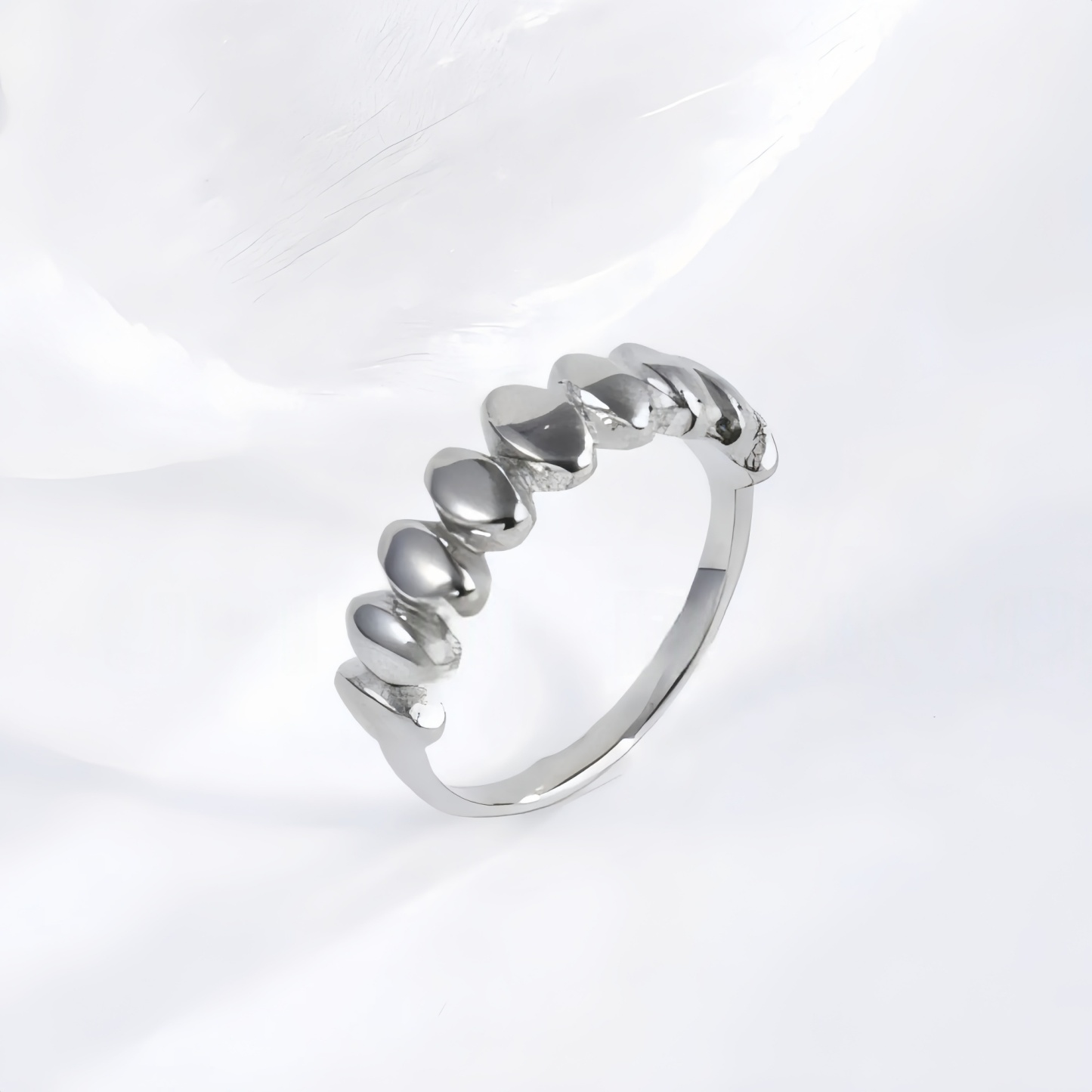 Minimalist Ripple Design Light Luxury Stainless Steel Women's Ring | N001501-JinBaoJewerly
