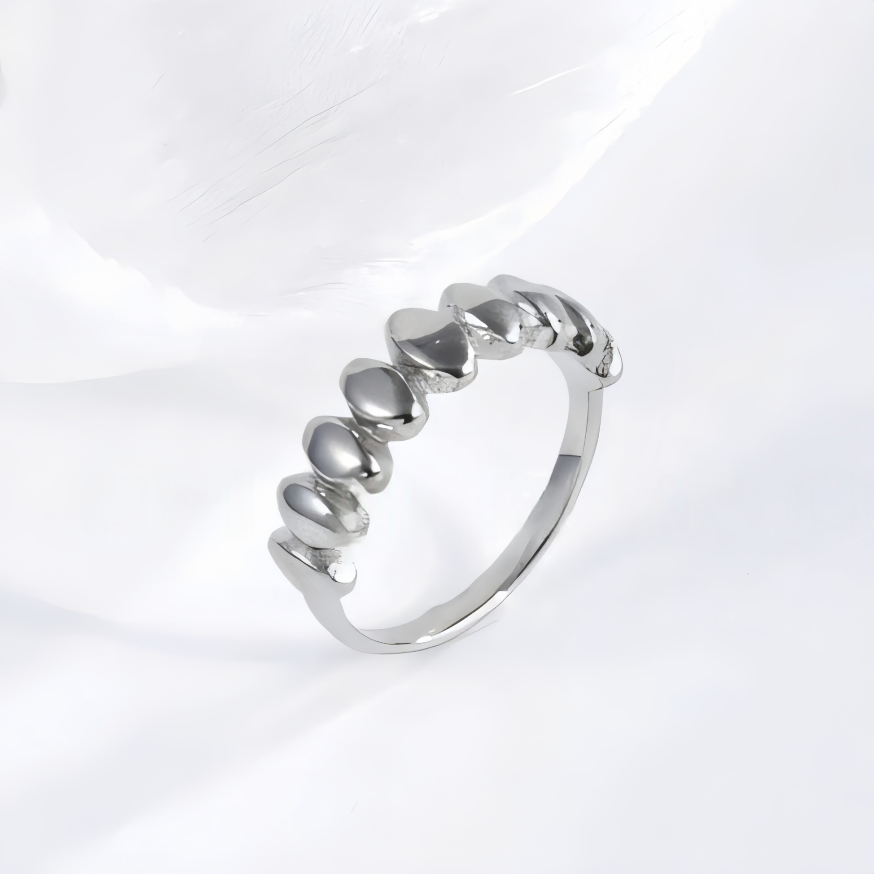 Minimalist Ripple Design Light Luxury Stainless Steel Women's Ring | N001501-JinBaoJewerly