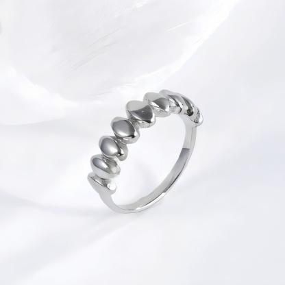 Minimalist Ripple Design Light Luxury Stainless Steel Women's Ring | N001501-JinBaoJewerly